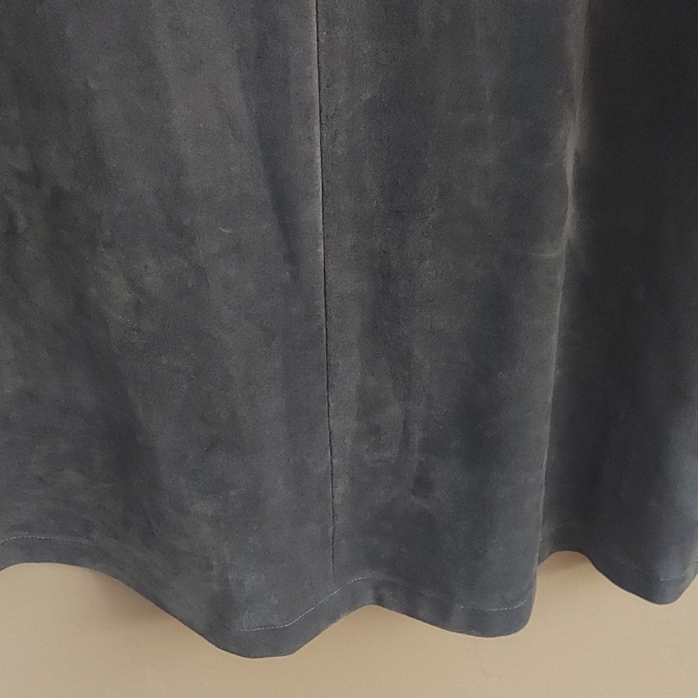 BCBGMAXARIA Catier Faux Suede Dusty Blue Mini Dress With Bell Sleeves XS Boho - Picture 7 of 13